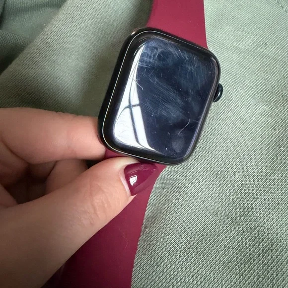 Apple Smartwatch with Maroon Strap
